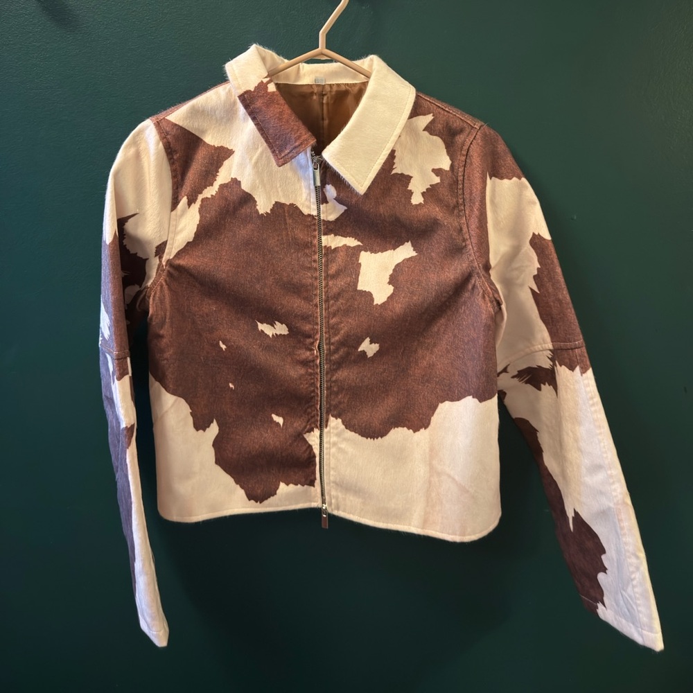 Brown and White Cow Print Jacket